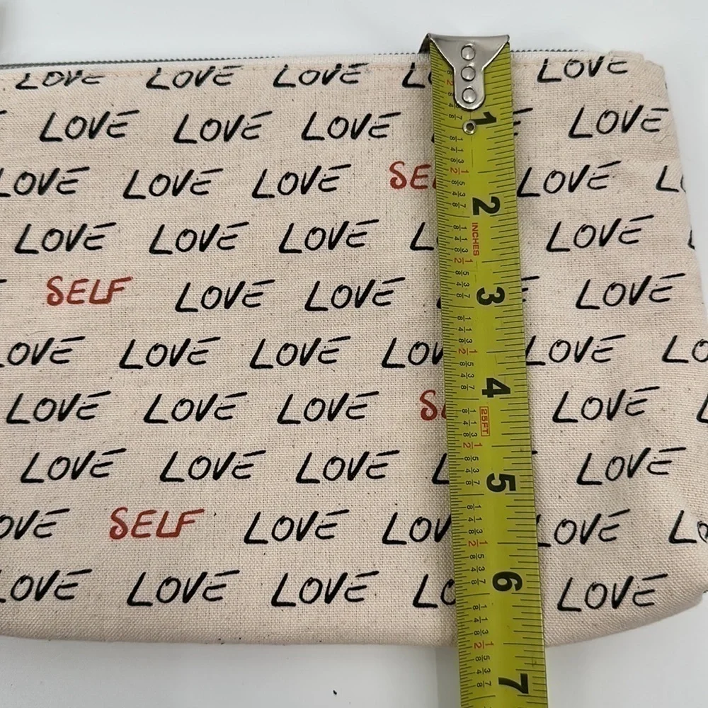 Anthropologie Canvas Self Love Lined Pouch Bag